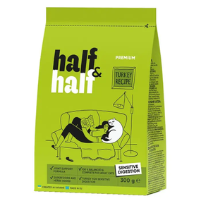 Сухой корм Half&Half Sensitive Digestion для взрослых котов с чувствительным пищеводом, индейка 300г