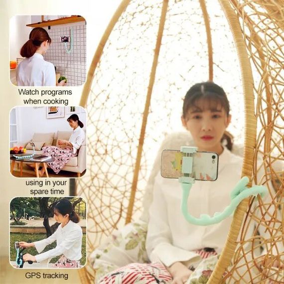 Гибкий держатель для телефона с присосками универсальный Cute Worm Lazy Holder. SO-956 Цвет: черный | Зображення 9