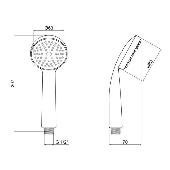 Лейка для ручного душа Лейки Lidz Niagara 00 80 мм округлая LDNIA00CRM22039 Chrome | Зображення 1