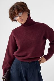 В'язаний однотонний гольф вільного фасону - бордо цвет, ONE SIZE (є розміри)