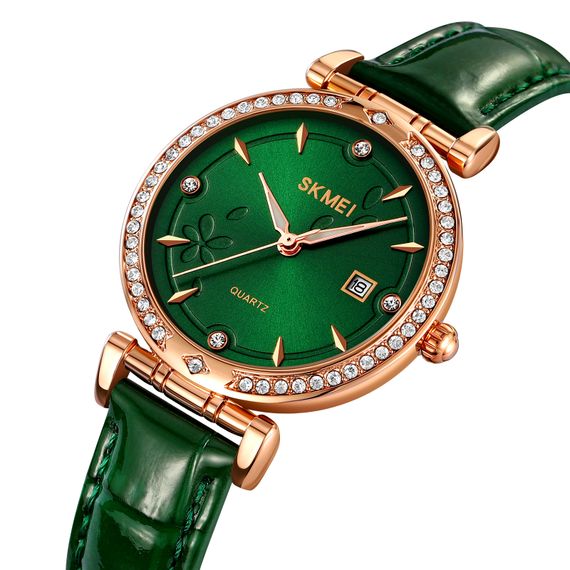 Класичний жіночий годинник Skmei 2169RGGN Rose Gold-Green | Зображення 1