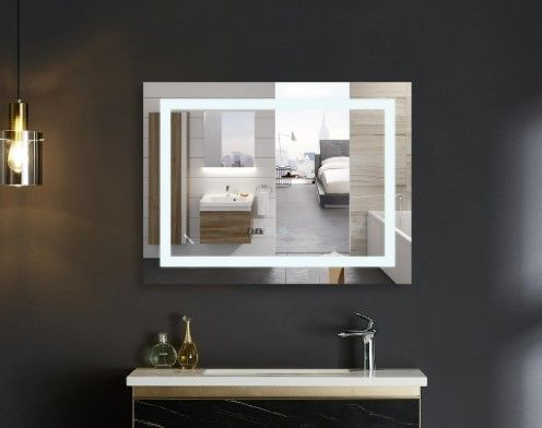 Дзеркало Mixxus WARM MR02-90x70-CASE з LED Touch, Anti-fog, димером, регулюванням яскравості, годинником (MI6674) | Зображення 3