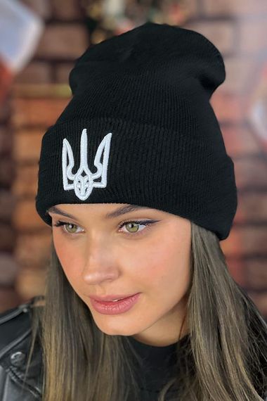 Шапка «Тризуб» (5155) черный + белый