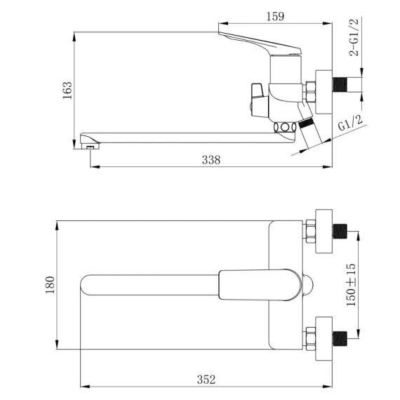 Смеситель для ванны Qtap Vlasta New с длинным поворотным изливом (c душевым гарнитуром) QTVLA260GMB45645 Gunmetal Black PVD | Зображення 1
