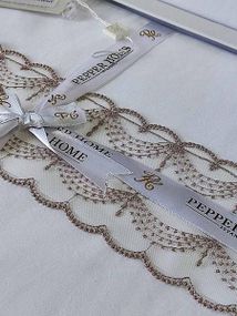 Постельное белье с вышивкой Pepper home Angola pink Сатин Хлопок Премиум класс Евро размер (4 наволочки)