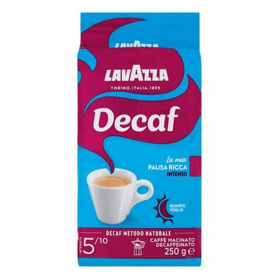 Итальянский кофе без кофеина Lavazza Decaffeinato Gusto Intenso, 250г для турки, кофемашины, кофеварки