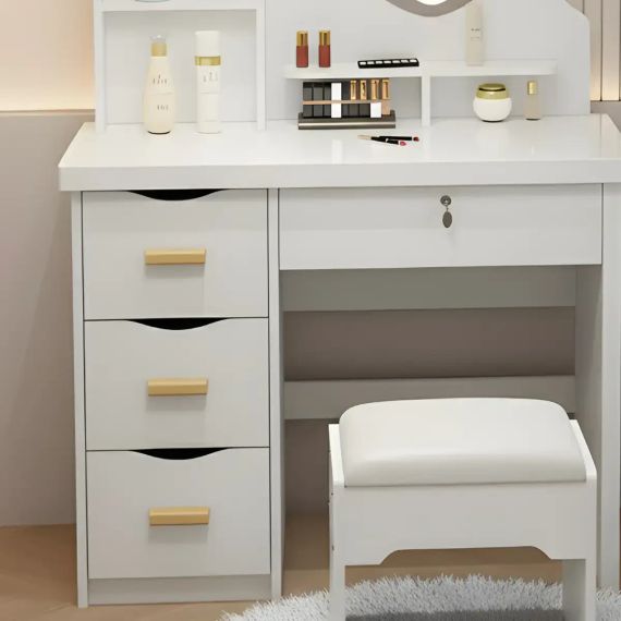 Туалетный столик с LED-зеркалом в форме сердца и пуфиком STL-MD 85 | Зображення 3