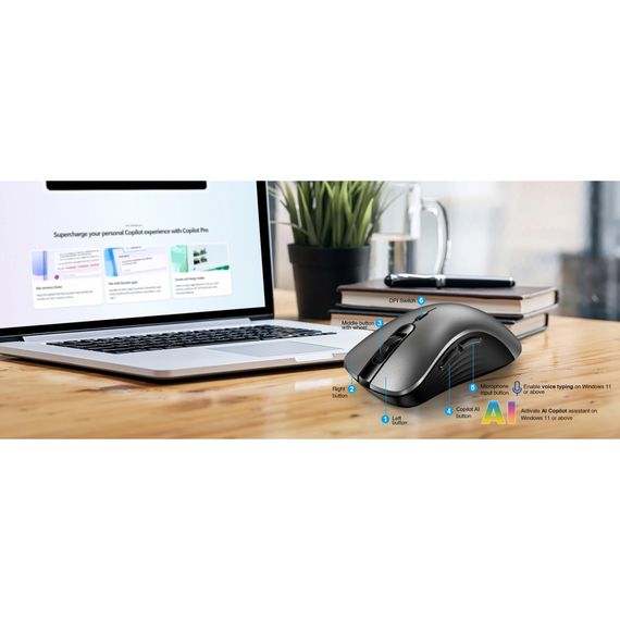 Мишка Genius Ergo 8100S AI Silent Wireless Grey (31030040404) | Зображення 6