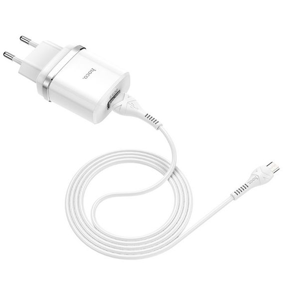 СЗУ Hoco C12Q Smart QC3.0 3A (1USB-A) + кабель USB to MicroUSB Белый | Зображення 2