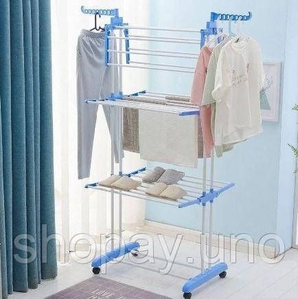 Сушарка складна для білизни GARMENT RACK Вертикальна пересувна стійка-сушарка для сушіння речей та білизни, на коліщатках