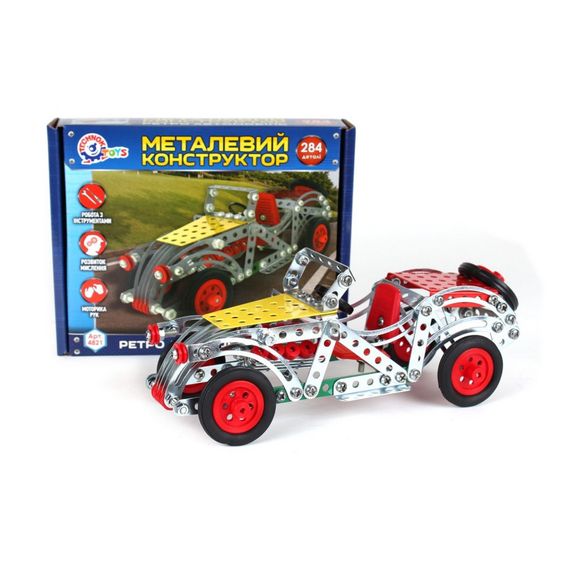 Детский Конструктор металлический "Ретро автомобиль" ТехноК 4821TXK, 284 детали | Зображення 1