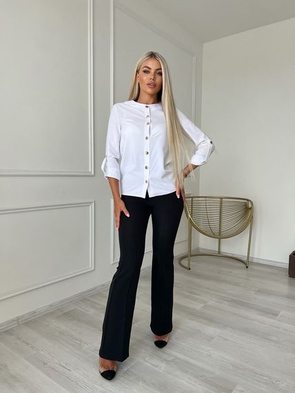 Женская блузка на пуговицах с длинным подворачиваемым рукавом NA756 цвет белый, размер 52/54 | Зображення 3