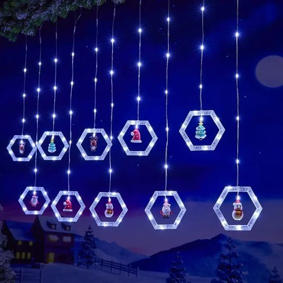 Анимированная гирлянда штора / Шестигранный новогодний декор Рождественский AND SF-48 | Зображення 2
