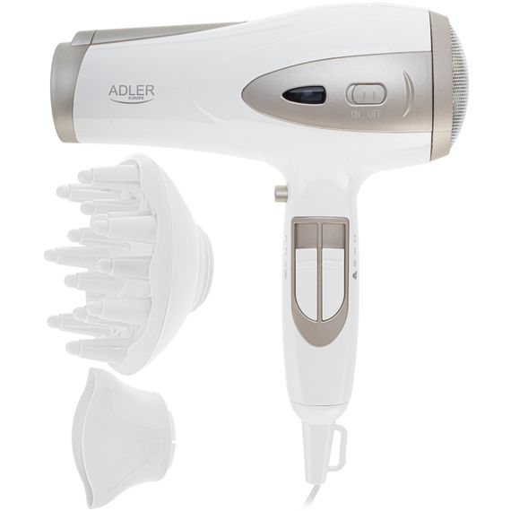 Фен Adler AD 2248 white champagne 2200Вт/ 2 швидкості/ хол.обдув/ темп.режимів-3/ іонізація/ дифузор | Зображення 2