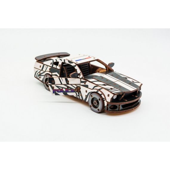 Деревянный 3D конструктор "Muscle car GT" Puz-00639, 162 детали, белый | Зображення 5