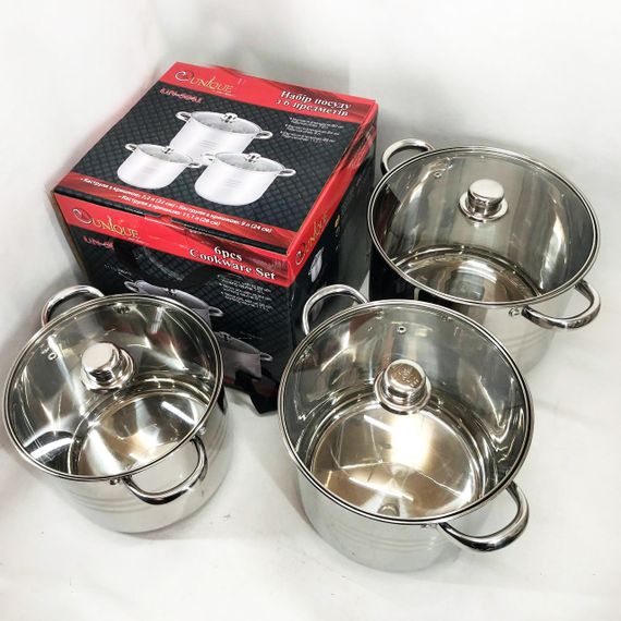 Набор каструль для электрических плит Unique, Набор кастрюль-сотейников больших кастрюль HN-93 | Зображення 7