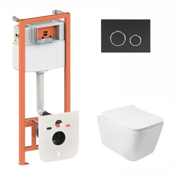 Готове рішення Qtap для ванної кімнати: підвісний унітаз Crow Rimless 520х360х290 + комплект інсталяції Nest 4 в 1 (кругла