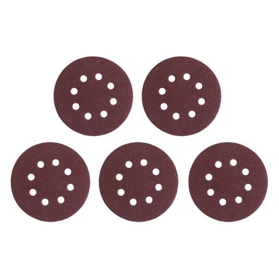 Круг наждаковий самоклейний 125 мм з отворами, папір класу С, К60, 5 од. INTERTOOL BT-0584