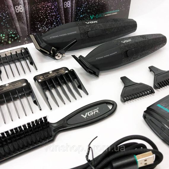 Машинка для стрижки волос без шума VGR V-640, Профессиональный триммер с набором насадок BG-67 | Зображення 1