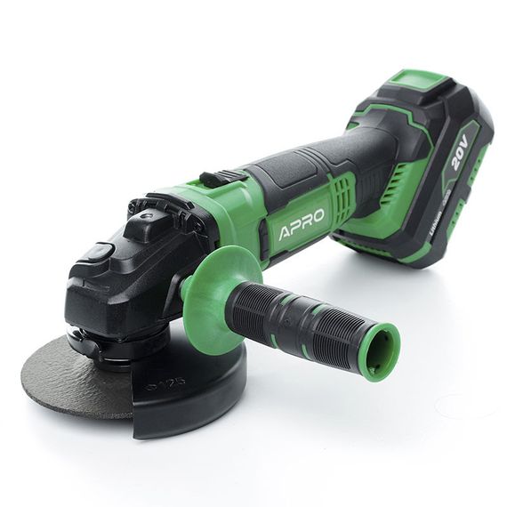 Углошлифовальная машина (болгарка) APRO 20В, 125мм, 4А, 20AG, 1 АКБ, ЗУ, кейс