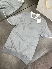 Трикотажне поло Brunello Cucinelli світло-сірого кольору f697