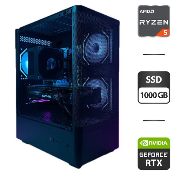 Ігровий ПК ProLogix Lumi Tower / AMD Ryzen 5 7500F (6 (12) ядер по 3.7 - 5.0 GHz) / 32 GB DDR5 / 1000 GB SSD / nVidia GeForce RTX 5060 Ti, 8 GB GDDR7, 128-bit