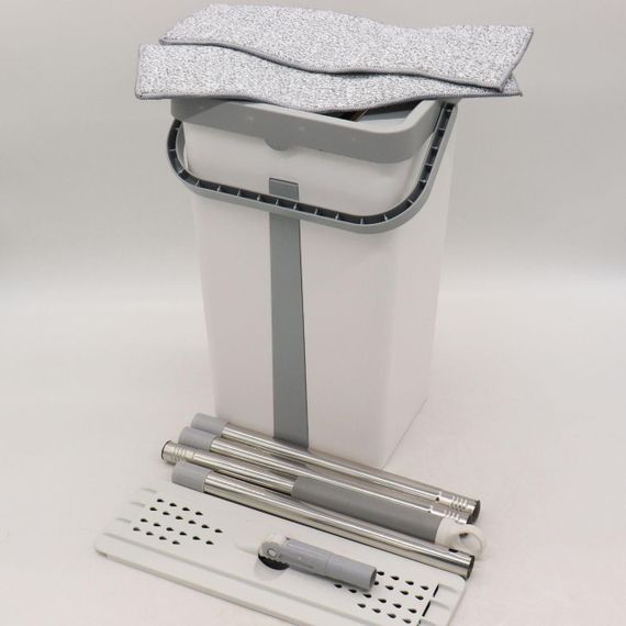 Швабра з відром 11 л, з автоматичним віджимом 2в1 Cleaning Mop + 2 насадки / Комплект для збирання / Швабра ледар для миття | Зображення 5