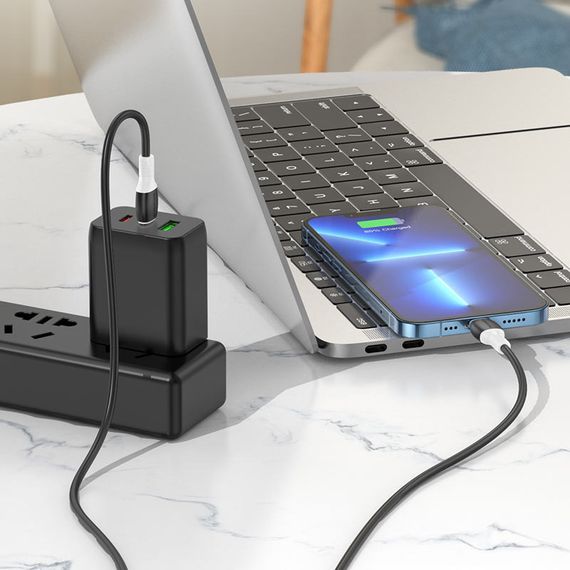 Дата кабель Borofone BX84 Rise Type-C to Lightning 20W (1m) Black | Зображення 3