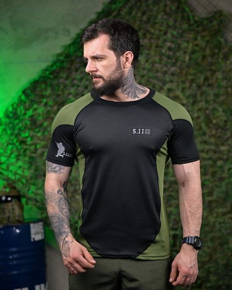 Тактична футболка 5.11 black/oliva ПП7650