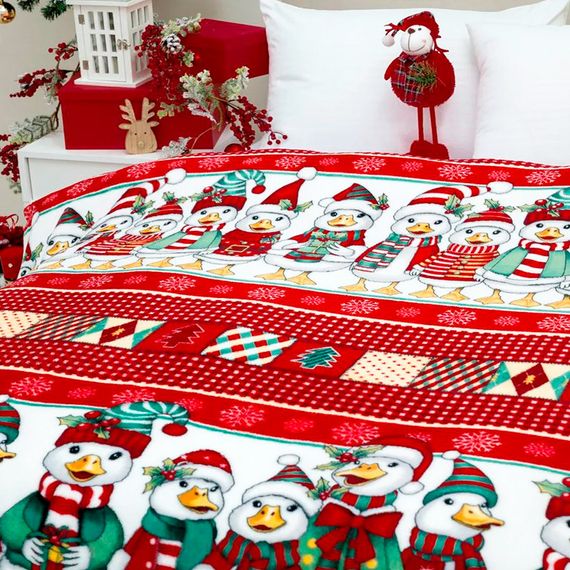 Плед фліс Святкові пінгвінчики 150x200 см Love You