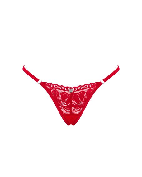 Мереживні стрінги Obsessive Lacelove thong XL/2XL Red, низька посадка | Зображення 2