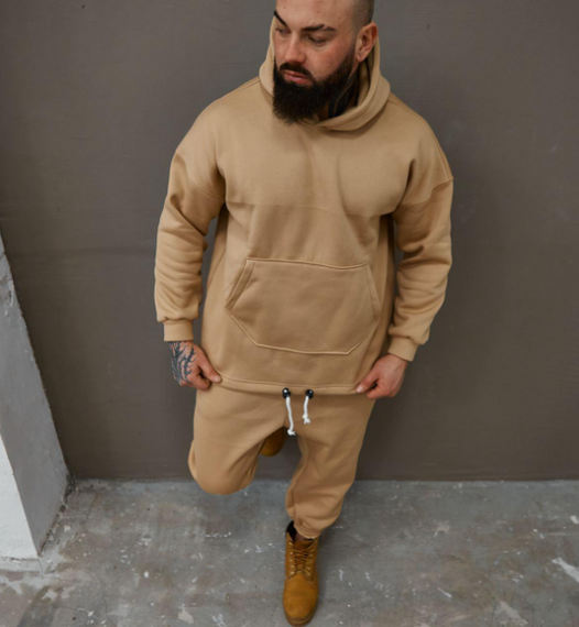 Мужской очень теплый спортивный костюмм Оверсайз Асос FD2024 размер S/M, цвет бежевый