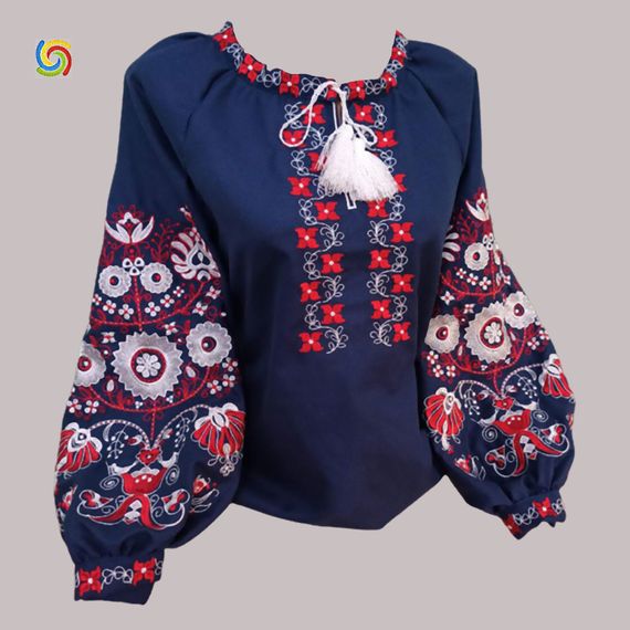 Рубашка Украинская вышиванка 333283013 цвет тёмно-синий размер XХL/3XL