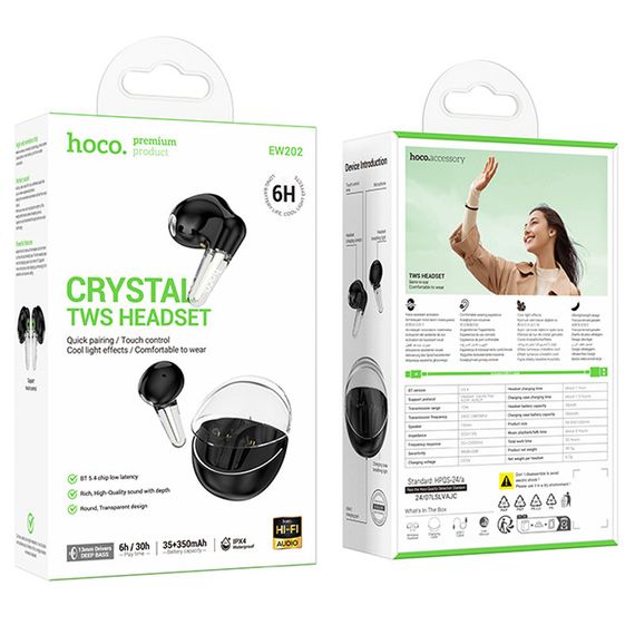 Бездротові TWS навушники Hoco EW202 Magic Black | Зображення 3