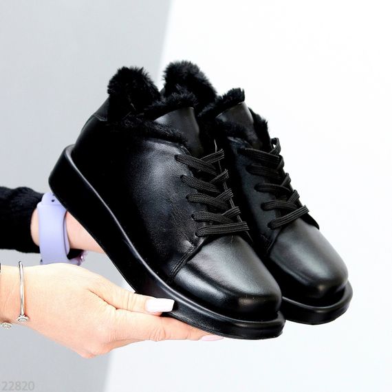 Мега стильні теплі чорні туфлі автоледі натуральна шкіра колір на вибір | Зображення 4