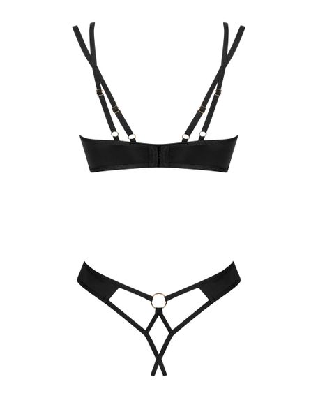 Комплект білизни із розрізом Obsessive Nesari set otwarty Чорний XS/S | Зображення 3