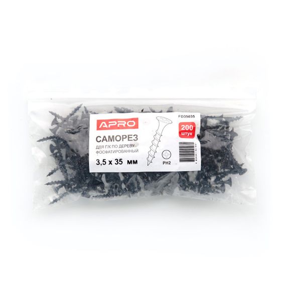 Саморіз для гіпсокартону 3,5*19 для дерева фосфатований (яск. 10000шт) APRO FD35019-C1 | Зображення 3