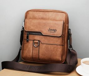 Сумка мужская через плечо планшет светло-коричневая повседневная Jeep (722)