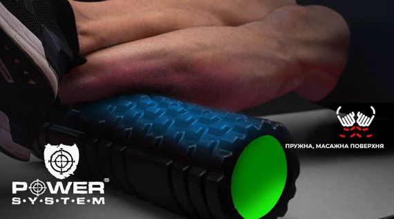 Масажний ролик (роллер) Power System PS-4050 Fitness Foam Roller Black/Green (33x15см.) | Зображення 4