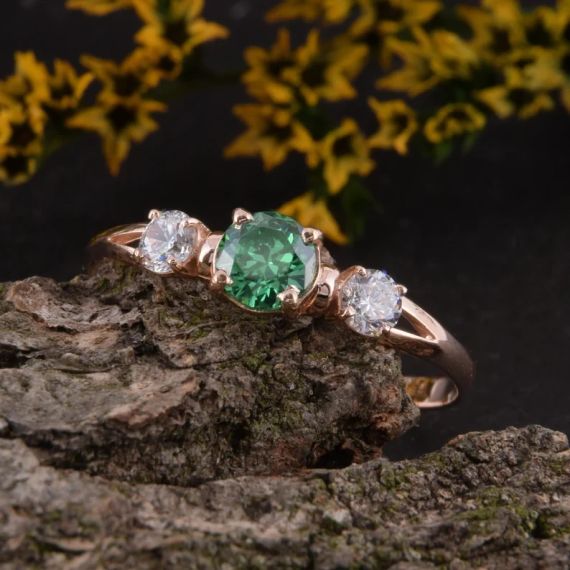 Кольцо из красного золота с фианитами 15.5 | Зображення 7