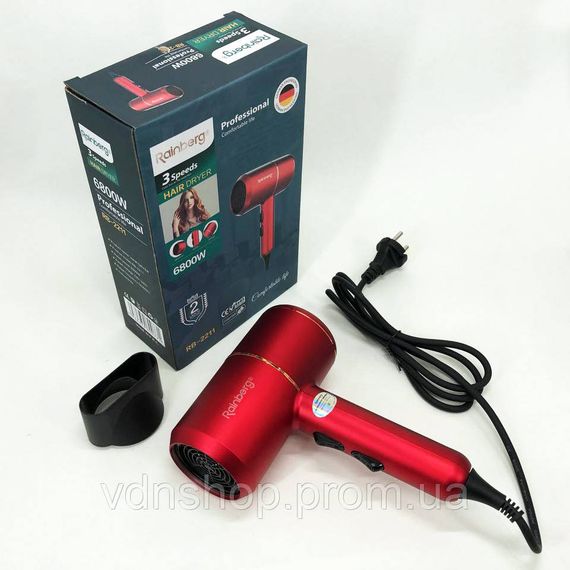 Фен для волос 2 режима температуры Rainberg RB-2211, Портативный фен для сушки Мощный волос JK-60 | Зображення 8