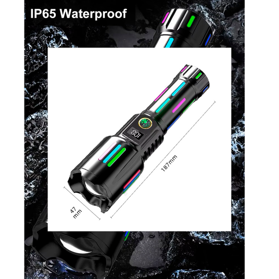 Фонарь ручной с флуоресцентной окраской W515, PM10-TG, zoom, индикация заряда, АКБ 18650, ЗУ Type-C | Зображення 4