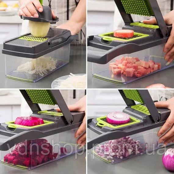 Овощерезка измельчитель 14 в 1 ситечко для яиц и нож для очистки овощей Veggie Slicer мультислайсер WZ-74 | Зображення 4