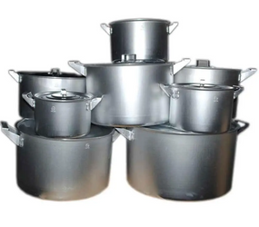 Набір каструль 8 предметів циліндричні (каструлі 2,5/3,5/4,5/6,0/8,0/10/15/20л)  алюміній Interos