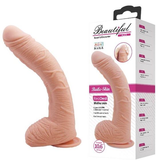 Фалоімітатор на присосці Baile Beautiful ALEX 10.6'' Flesh, BW-008037NR sexstyle | Зображення 1