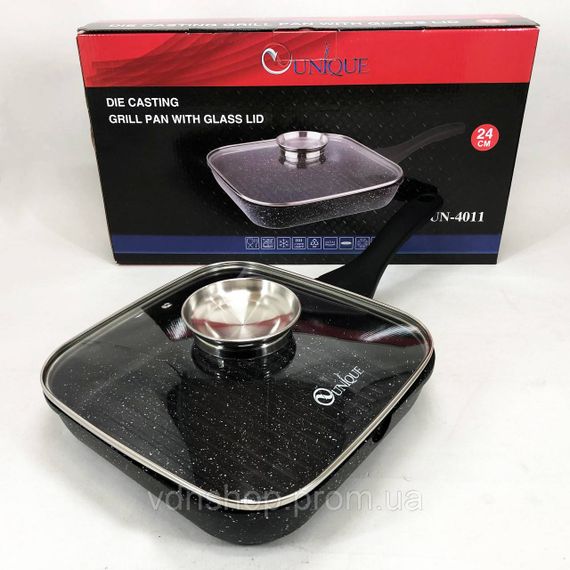 Сковорода для смаження на індукційній плиті, Сковорода алюмінієва поглиблена гриль зручна QO-55 | Зображення 1