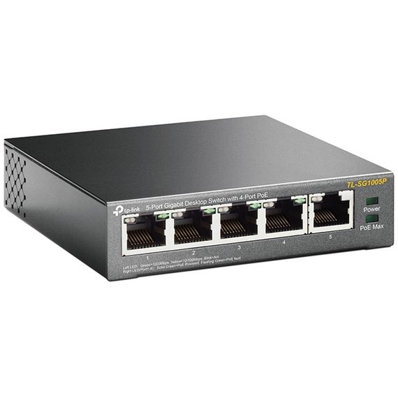 TP-Link Комутатор TL-SG1005P 5xGE/4xPoE 56W некерований (TL-SG1005P) | Зображення 1