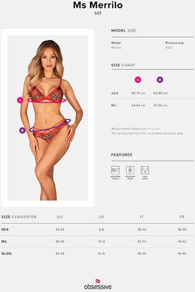 Комплект Obsessive Ms Merrilo set Червоний XS/S | Зображення 4