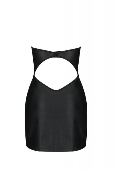 Мини-платье из экокожи Passion CELINE CHEMISE 6XL/7XL, black, шнуровка, трусики в комплекте sexstyle | Зображення 3