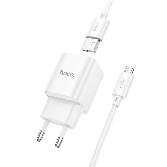 СЗУ Hoco C145A Charm QC3.0 18W (1USB-A) + кабель USB to MicroUSB White | Зображення 3